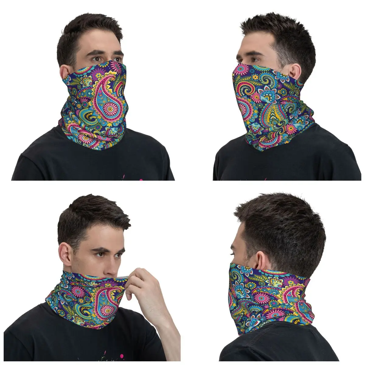 Custom Ethnic Bohemia Style Paisley Bandana Winter Headband Neck Warmer Women Men Hiking Hunting Tube Scarf Face Bandana Gaiter