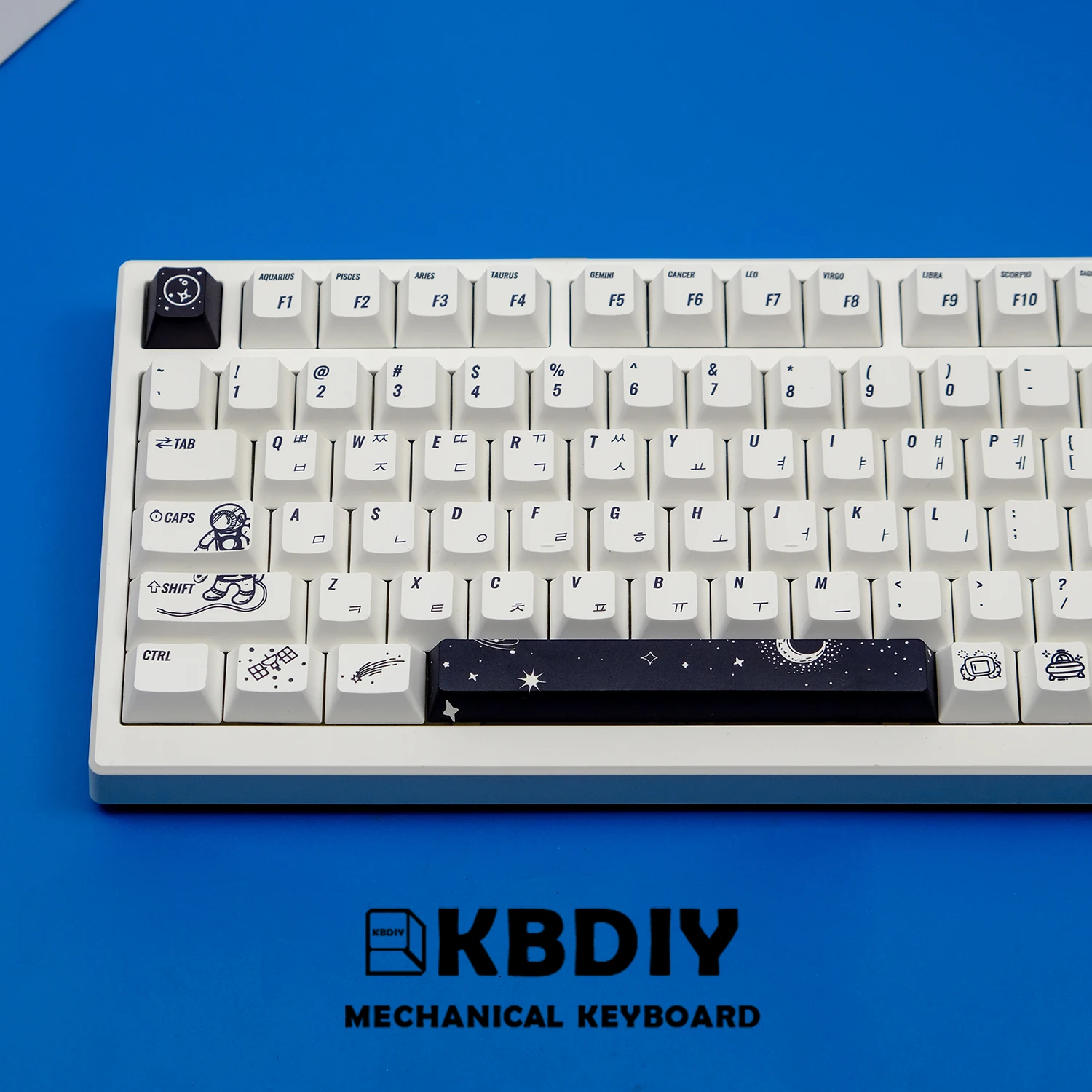 Imagem -02 - Kbdiy-coreano Conjunto de Teclas 143 Teclas Pbt Espaço Sideral Branco Keycap para Teclado Material Cereja Perfil Iso 68 75 84 87 96 104