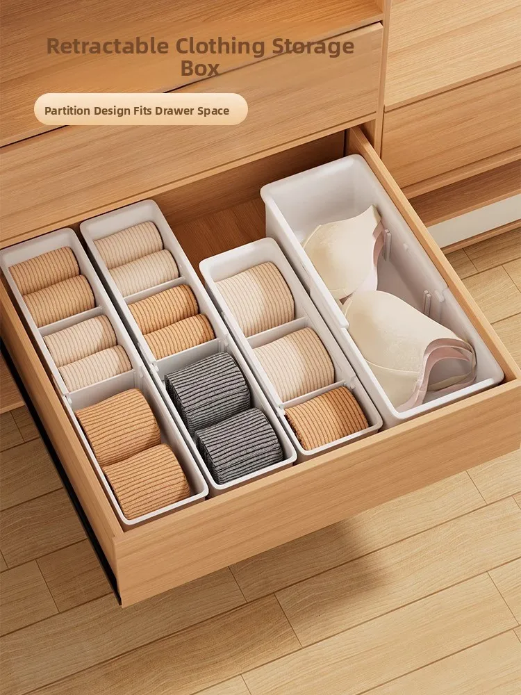 

Expandable Underwear Socks Bra Lingerie Organizer Box Dormitory Wardrobe Drawer Dividers Plastic Storage Box for Home Use