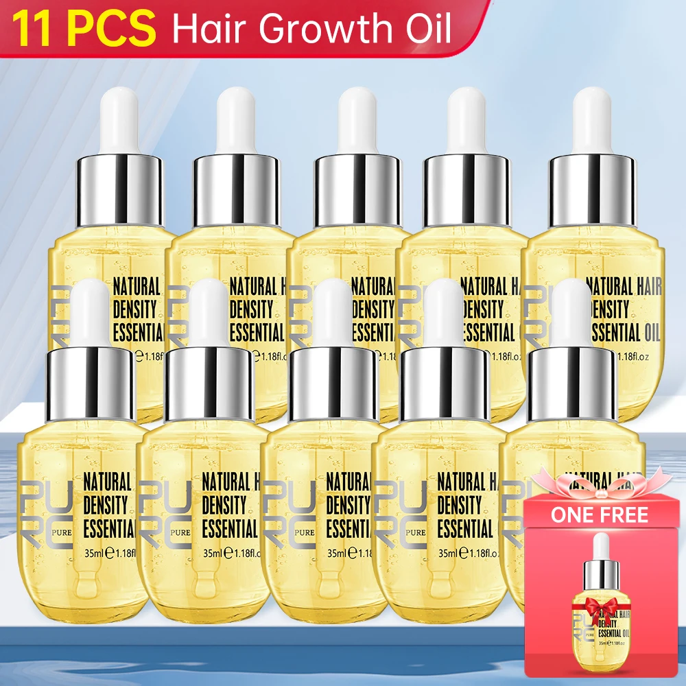 PURC 10PCS Hair Growth for Men Women Products Ginger Hair Oil Fast Grow Serum Anti Loss Regrowth Scalp Treatment Hair Care