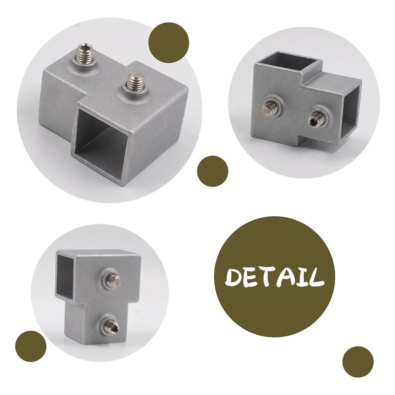 ABKS-Morsetti per guide terminali catena a T in lega di alluminio 8 pezzi Connettore per tubo quadrato da 1 "/25 mm, raccordo per tubi a 3 vie
