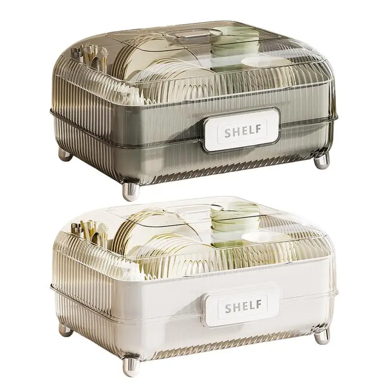 

Полка для посуды с крышкой, пылезащитная сливная чаша и палочки для еды, ящик для хранения посуды, домашняя кухонная полка для хранения большой емкости для стола