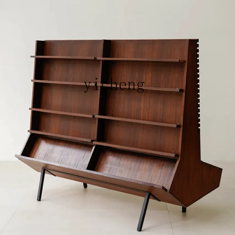 

ZYA medieval solid wood bookshelf double-sided display storage cabinet shelf display partition bookcase