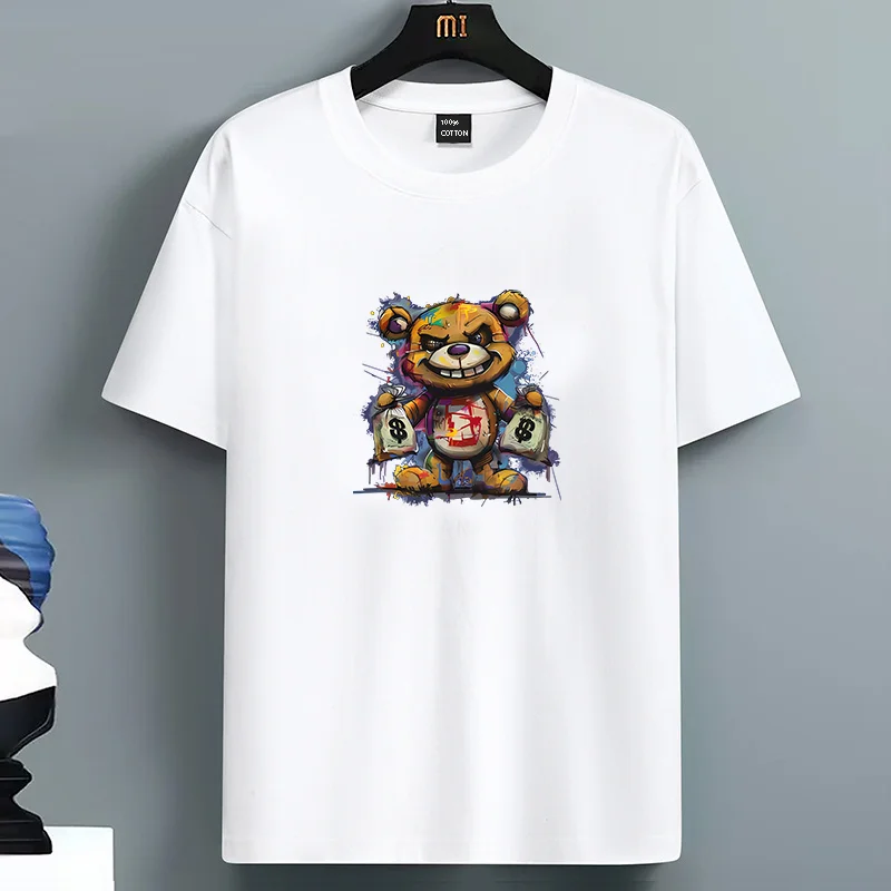 

2025 For Men's 100 Cotton Summer Loose Size BERA Graphic Printed Slim Fit Casual Sports Round Neck Short Sleeved T-shirt Top