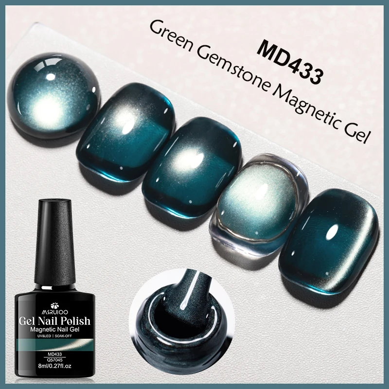 MSRUIOO 8ml gato verde oscuro esmalte de uñas de Gel magnético gema brillo Gel de remojo Otoño Invierno colección de Navidad adecuado para salón