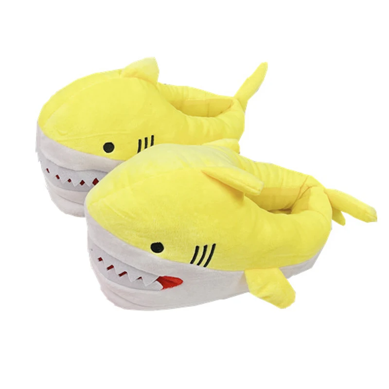 Winter Plush Shark Slippers Cartoon Cute Shark For Men  Women All-inclusive Soft Thick-soled Dolphin Slippers Warm Home Slippers