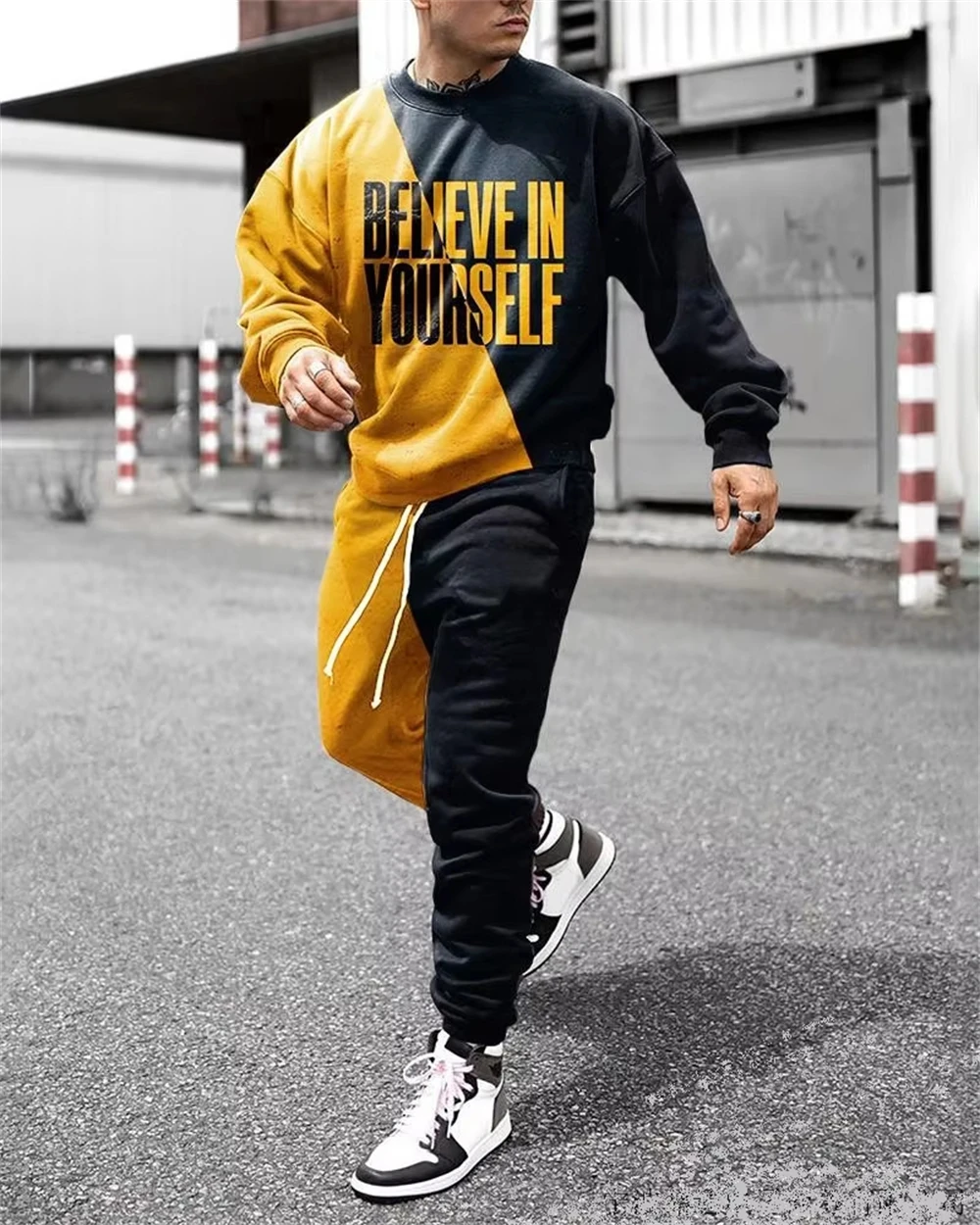 Hot Sell Summer Men Clothing 3d Printed Men Long Sleeve Casual Sweatpants Set Men Long Sleeve T-Shirt+Pants Two-Piece Set