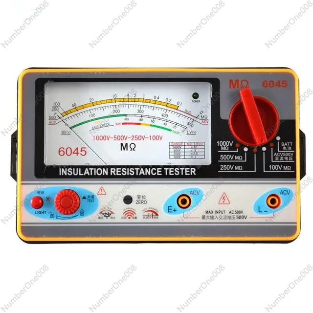 TY6045 Resistance Tester 100V-250V-500V-1000V Insulation Pointer Resistance Meter Analog Insulation Tester 0.5-2000M Resistance