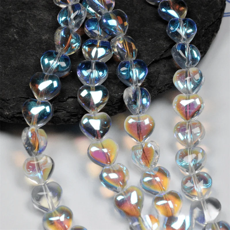 20PCS/bag Fashion Colored Small Heart Glass Bead DIY Women's Necklace Bracelet Earrings Jewelry Accessories