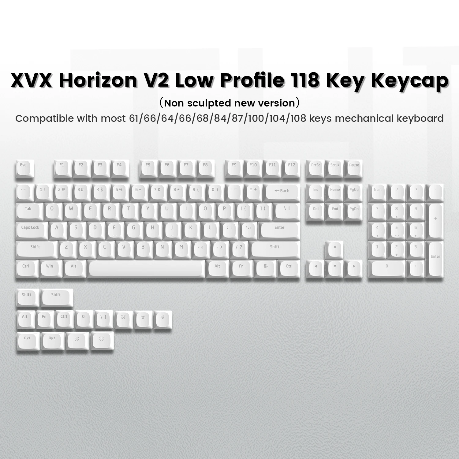 118 Keys Low Profile PBT Keycaps Slim Horizon Keycaps for Cherry Gateron MX Switches Gamer Keyboard with Works US and UK Layout