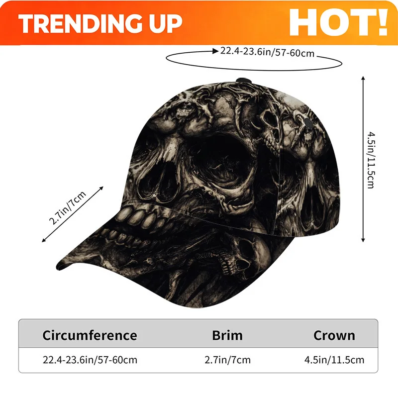 1pc of a Baseball Cap Featuring a Skull Design with Detailed Prints - a Casual Duckbill Hat That Is Adjustable, Perfect for Dail