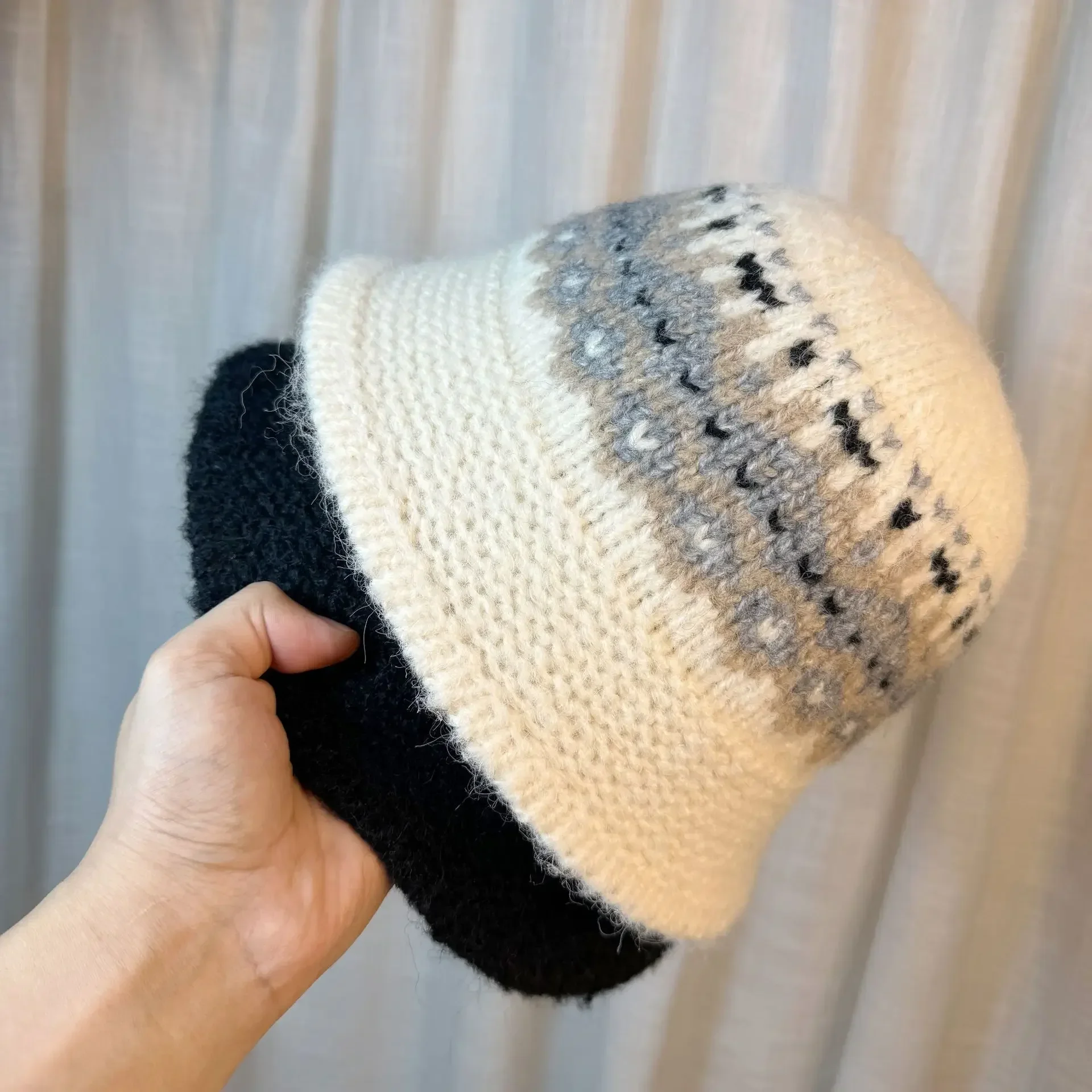 الكورية نمط اليدوية الجاكار قبعة صوف متماسكة المرأة الخريف الشتاء الدافئة مريحة تنوعا الوجه كاشفة قبعة صياد صغيرة