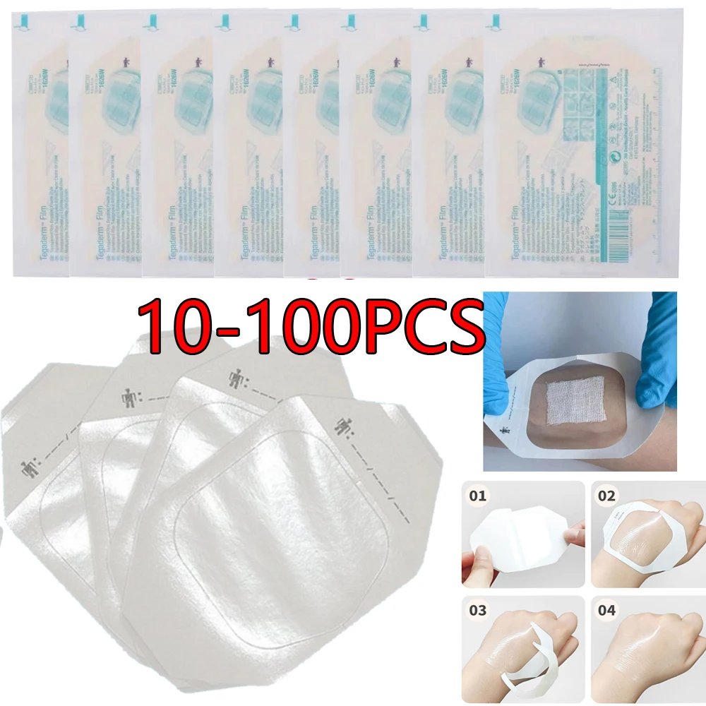 1-100pcs Transparent Film Dressing Waterproof Wound Bandage Shower Adhesive Patches air permeability
