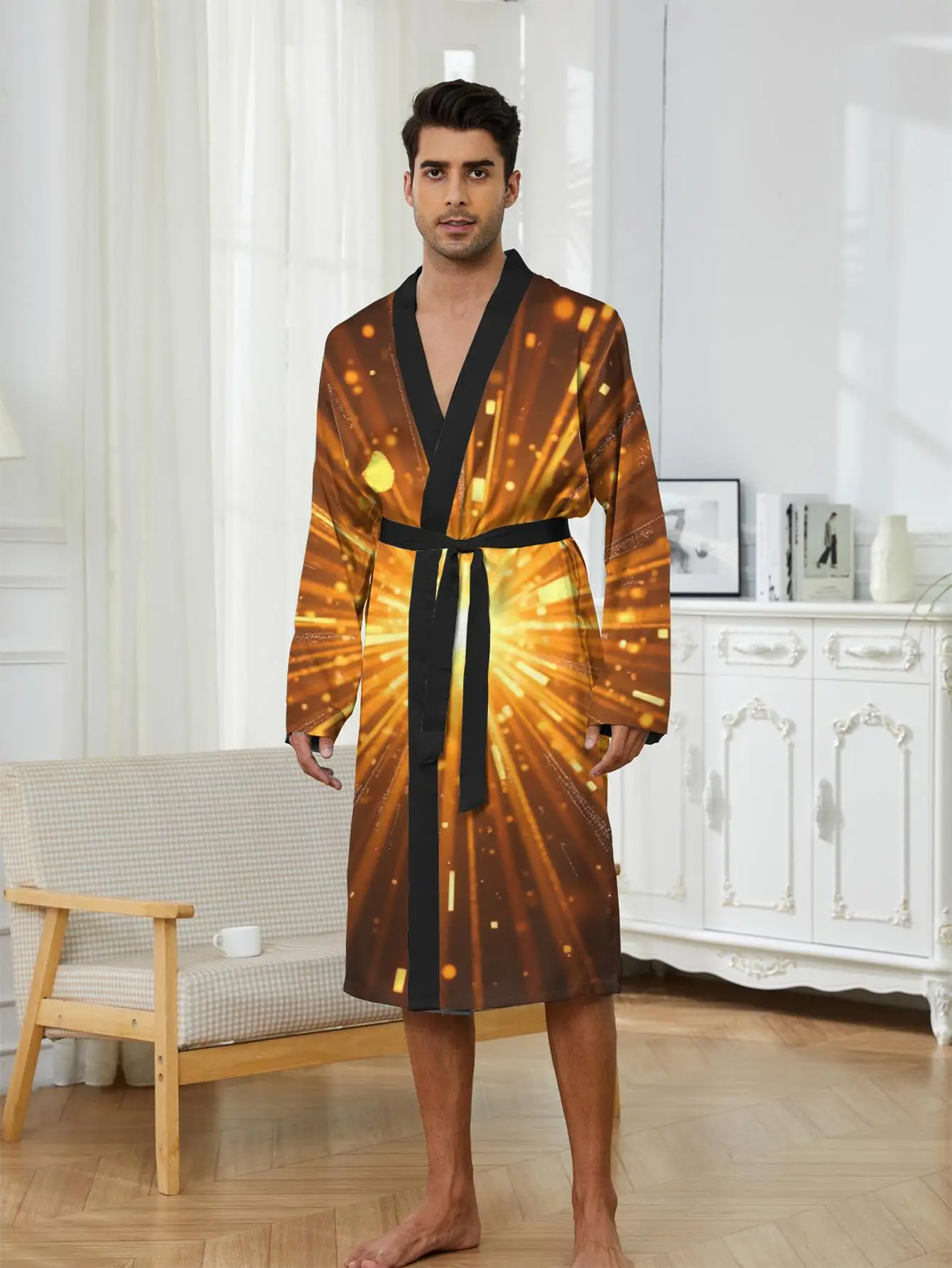 

1pc Men'S Robes 2026 Spring/Summer Robes Men'S Bathrobe Graphic 3D Printed Robe Man Polyester Sleepwear Funny Pajamas
