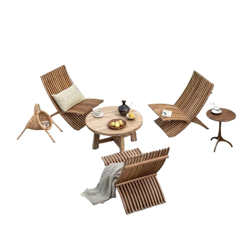 

Outdoor teak table and chairs patio folding lounge chair