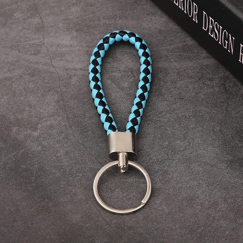 YIKAZE Hand-Woven keychain Multicolor Handmade Braided Leather Cord Keyring inside out car accessories Party Gift Rope Key Chain