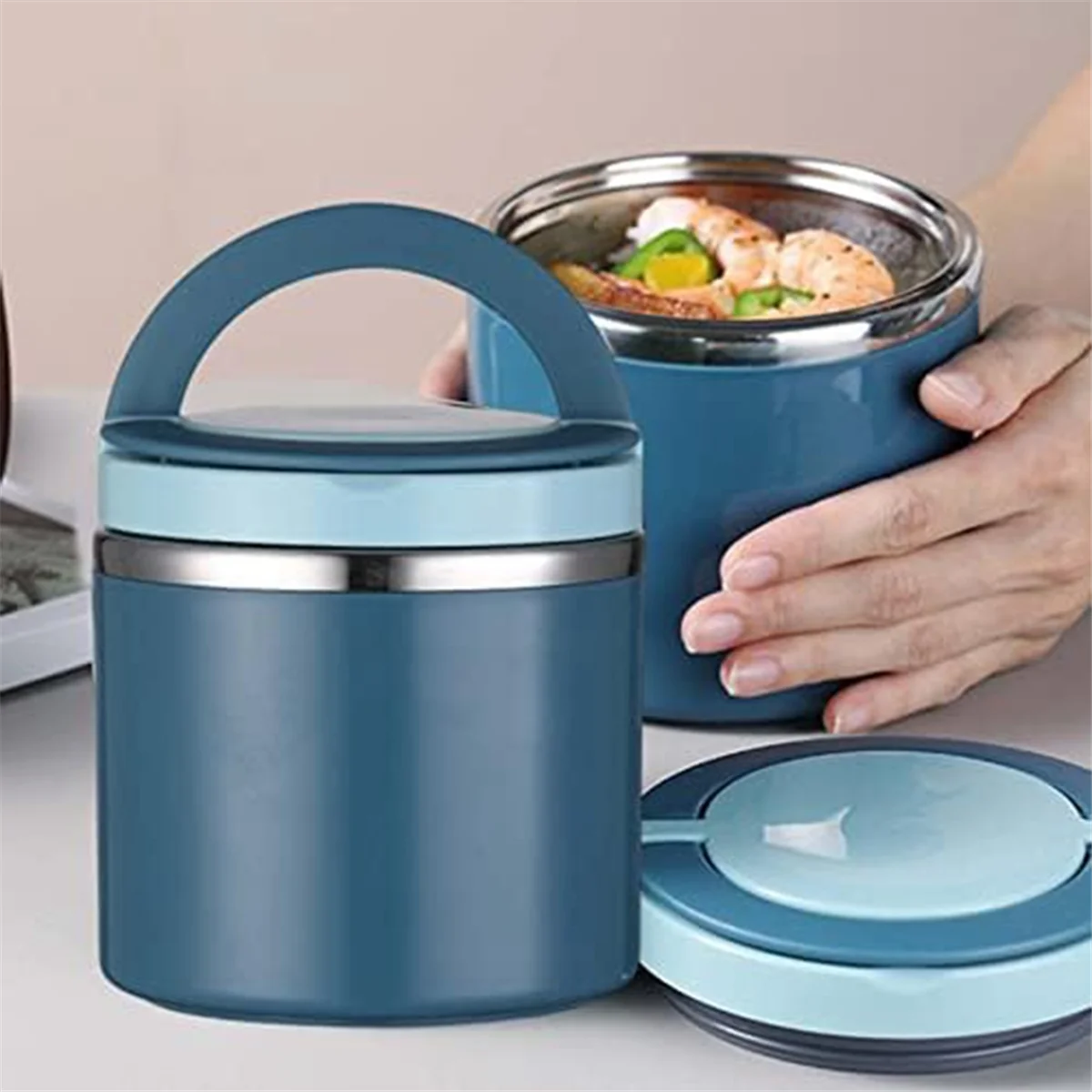 Soup Vacuum for Hot Food, 1000 Ml Food Flask Stainless Steel Vacuum Insulated Food Jars with Handle Hot Container Vacuum