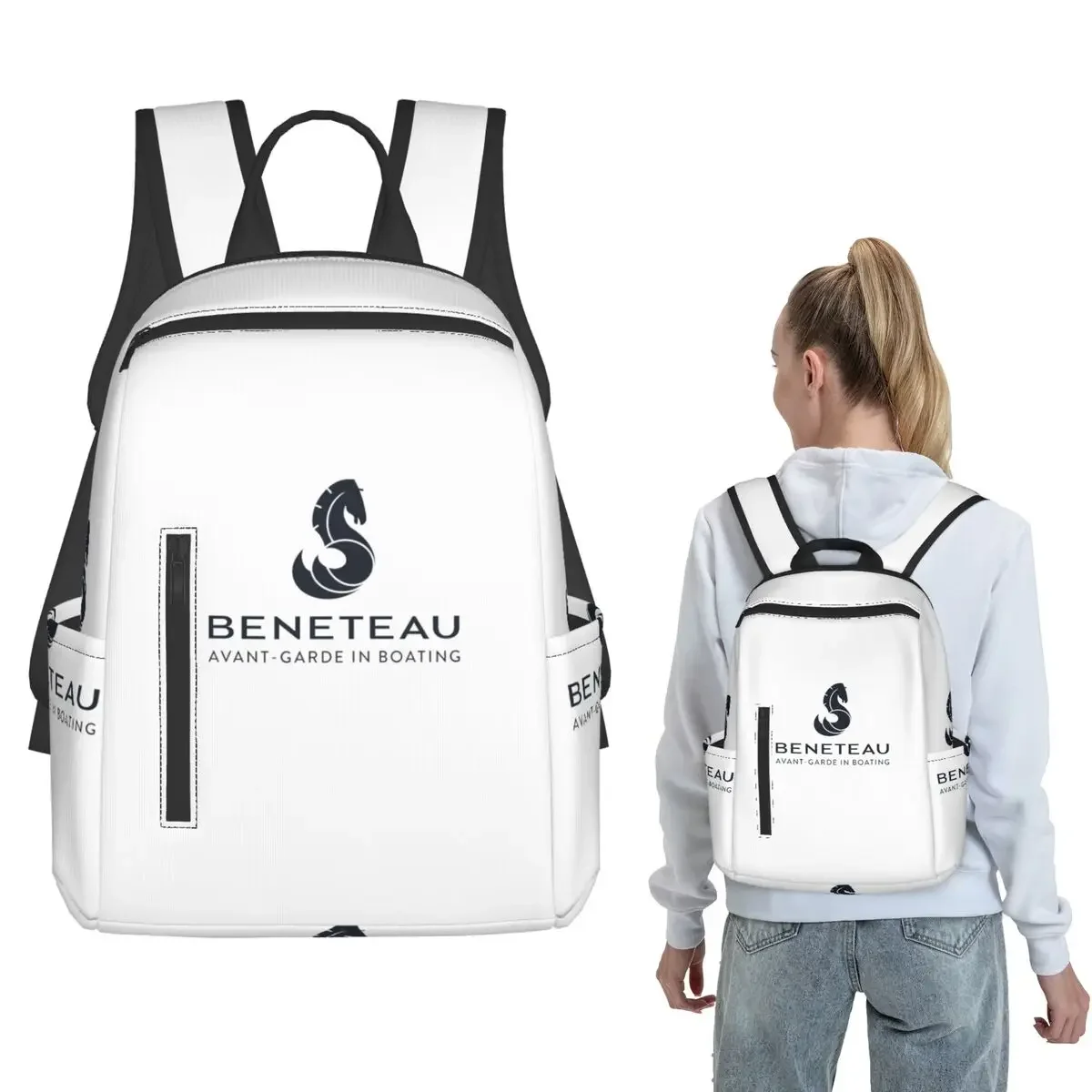 Beneteau Sailboat Sailing Yacht POCKET SIDE Backpack Large Capacity Children BookBag School Bag Shoulder Bags for Men Women
