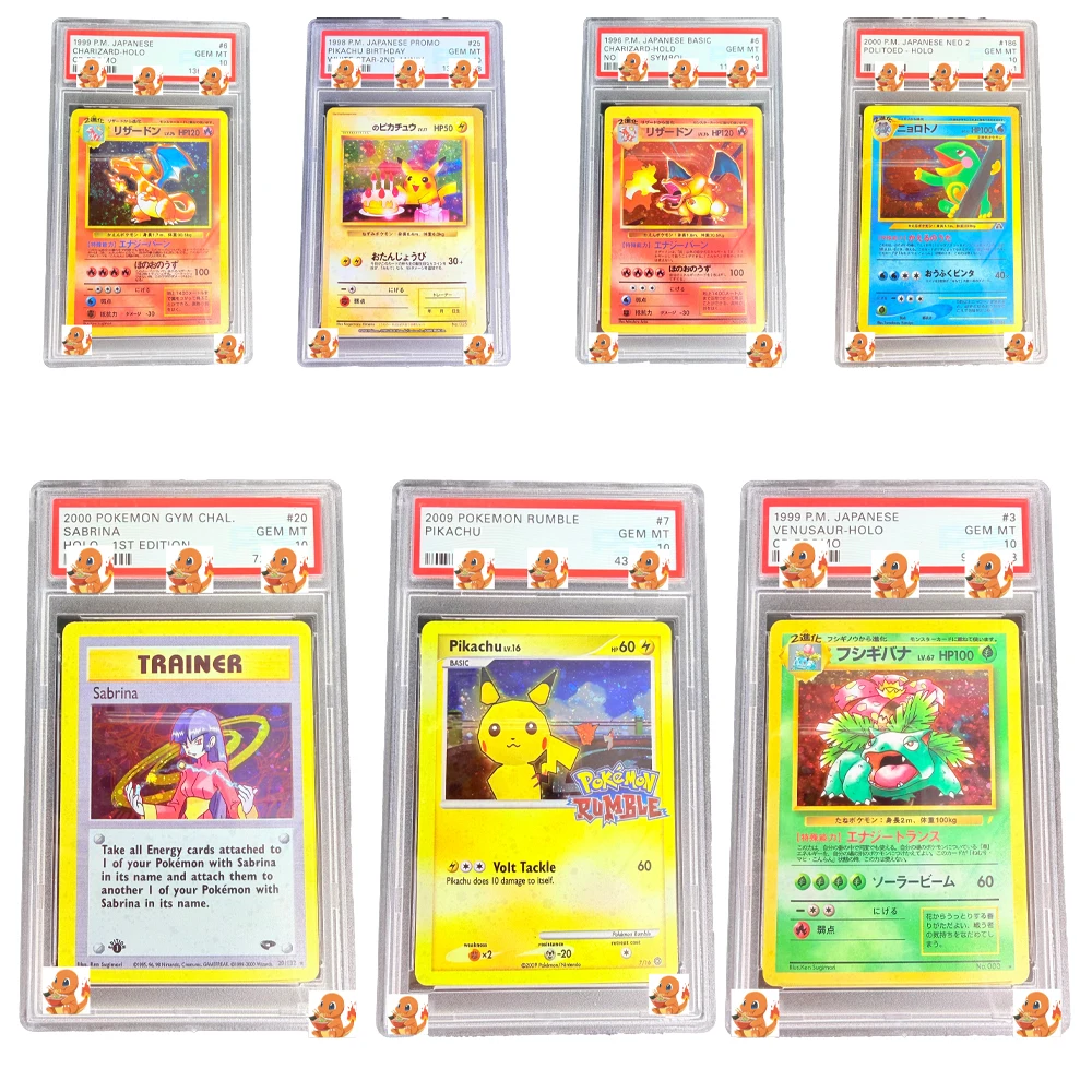 

DIY 1pcs/set Pokemon PSA Pikachu Charizard Venusaur ACG Self Control Collect Signature Trading Flash Card Anime Cartoon Gift