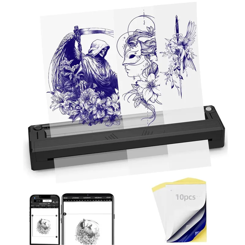 

Wireless Bluetooth Mini Tattoo Printer Tattooist & Beginner Tattoo Stencil Printer Compatible with Mobile Phone/Tablet/Computer
