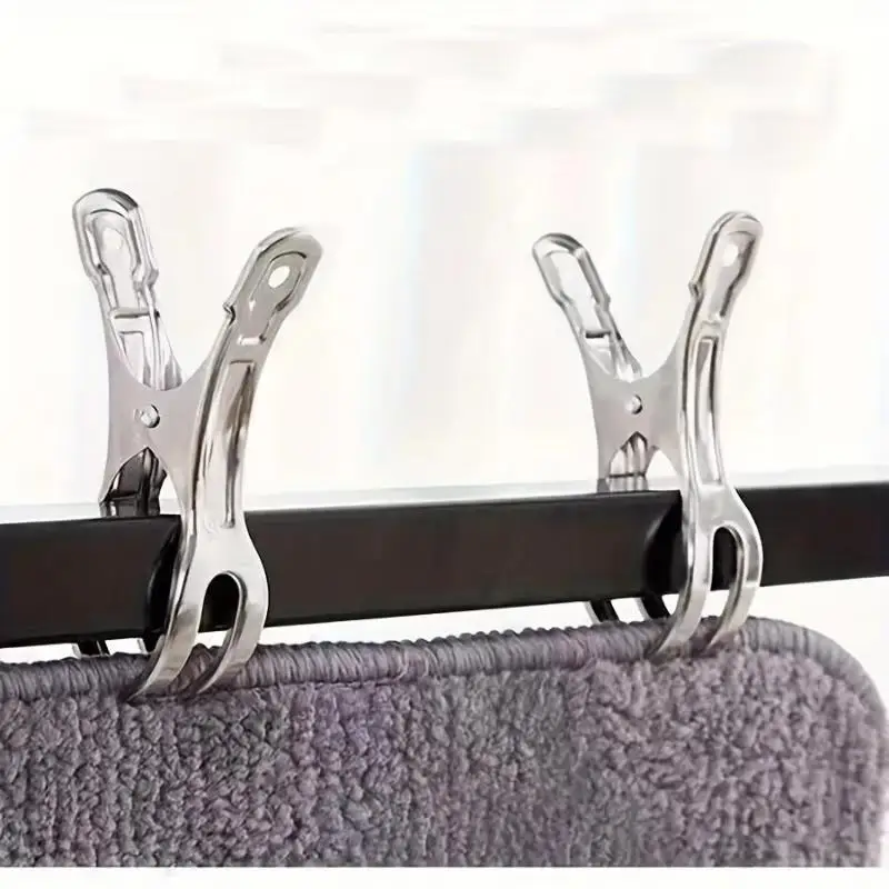 5 Stück rutschfeste, winddichte Wäscheklammern aus Edelstahl, langlebig, ideal für Socken, Handtücher, den Einsatz im Haus, im Badezimmer und auf dem Balkon. – Detail 4