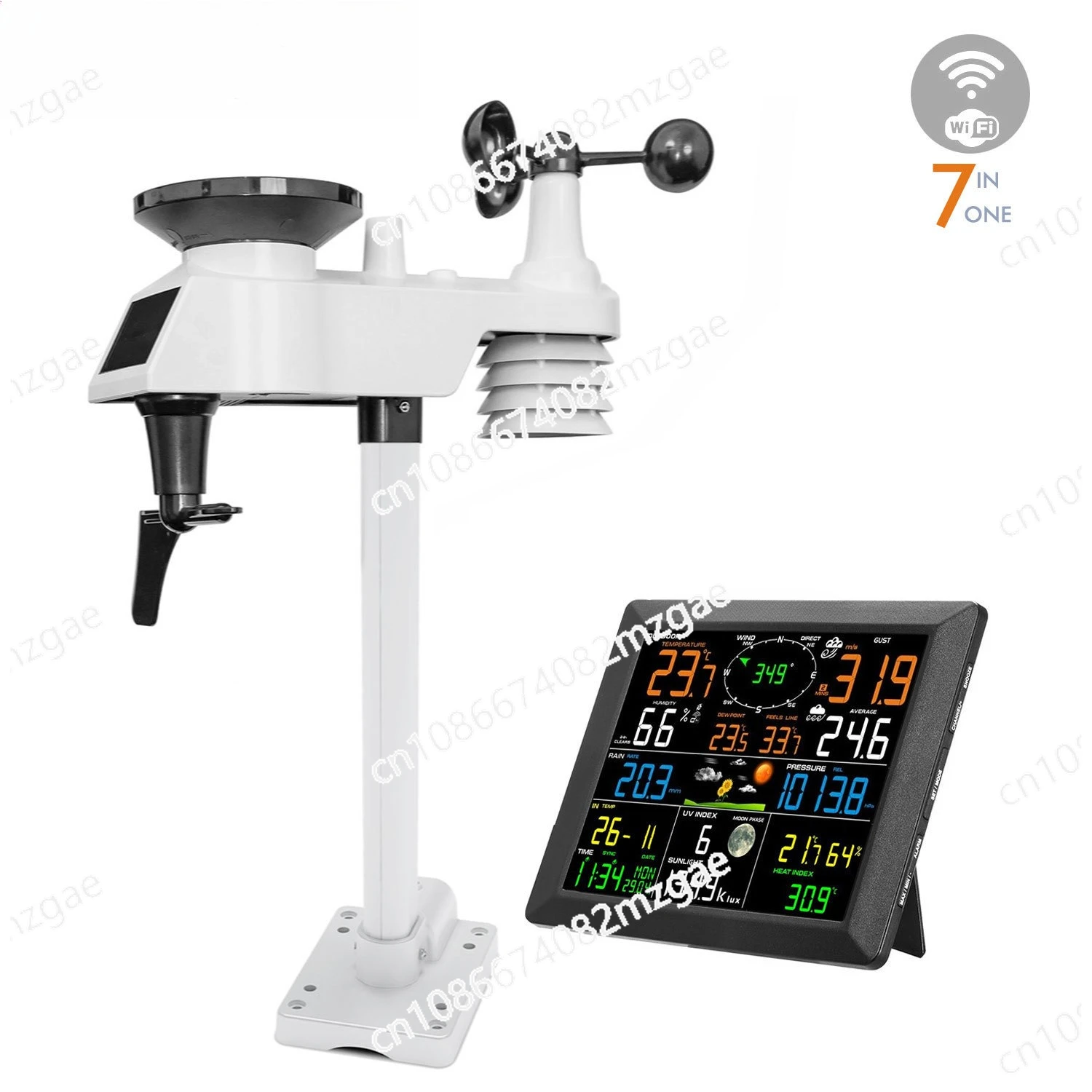 

0310-019T Большой экран Wi-Fi Беспроводная метеостанция Прогноз Скорость ветра Осад Температура Влажность УФ