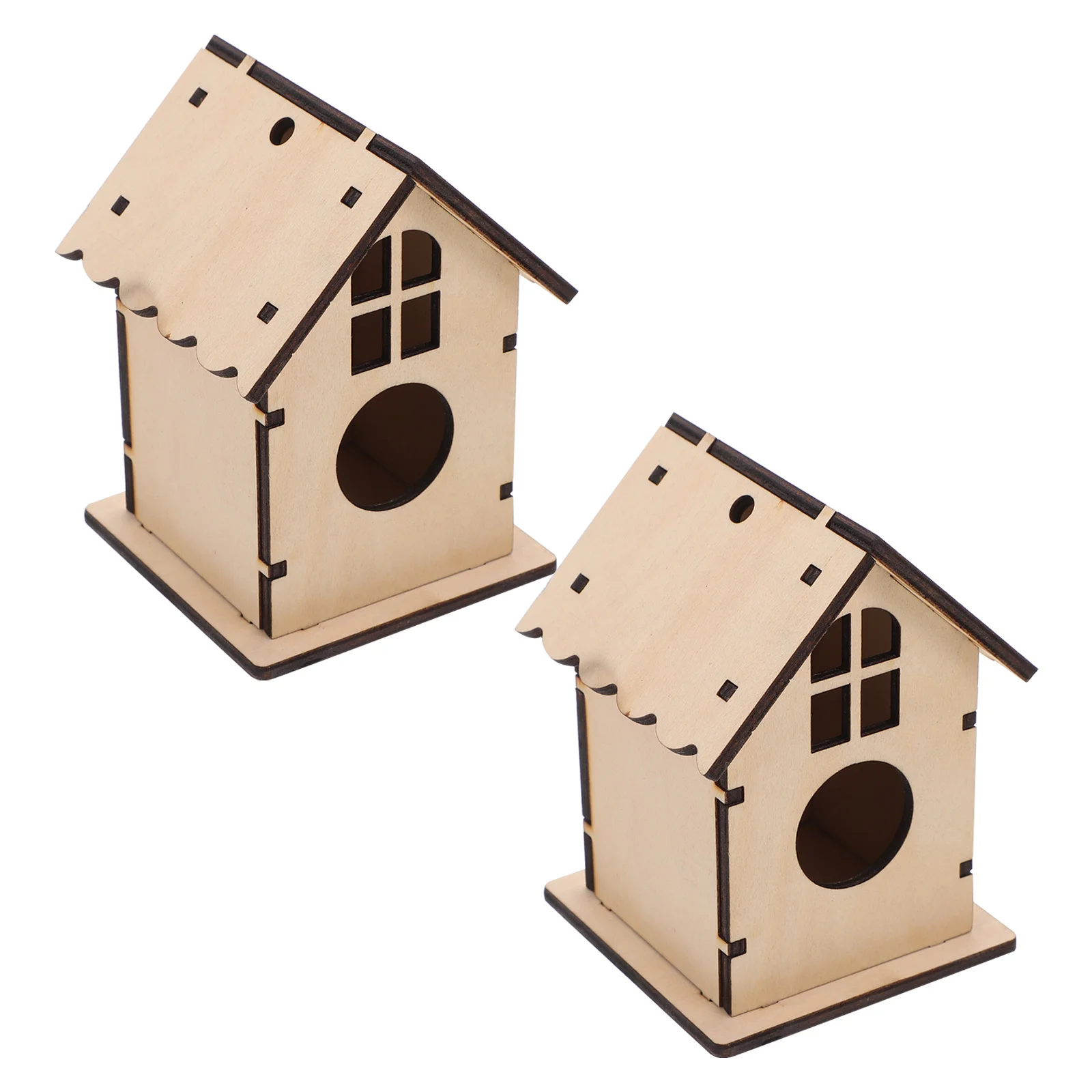 

2pcs Wooden Bird Nest Diy Premium Wood Craft For Parrot Canary Lark Breeding Box Bird Cage Accessory Natural Habitat