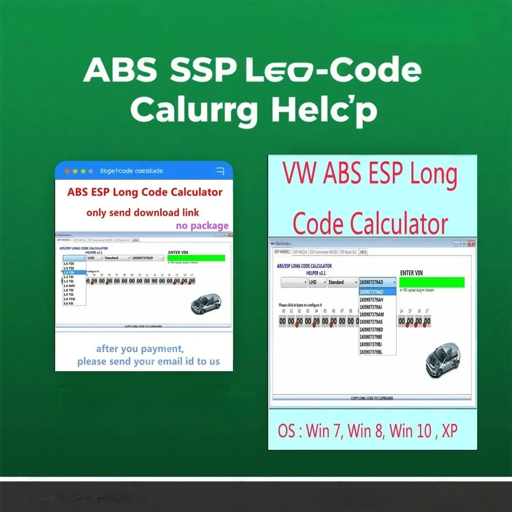 2025 New for VW ABS ESP Long Code Calculator Helper MK60EC1 ABS ESP Long Code Calculator software+ unlimited install+ install