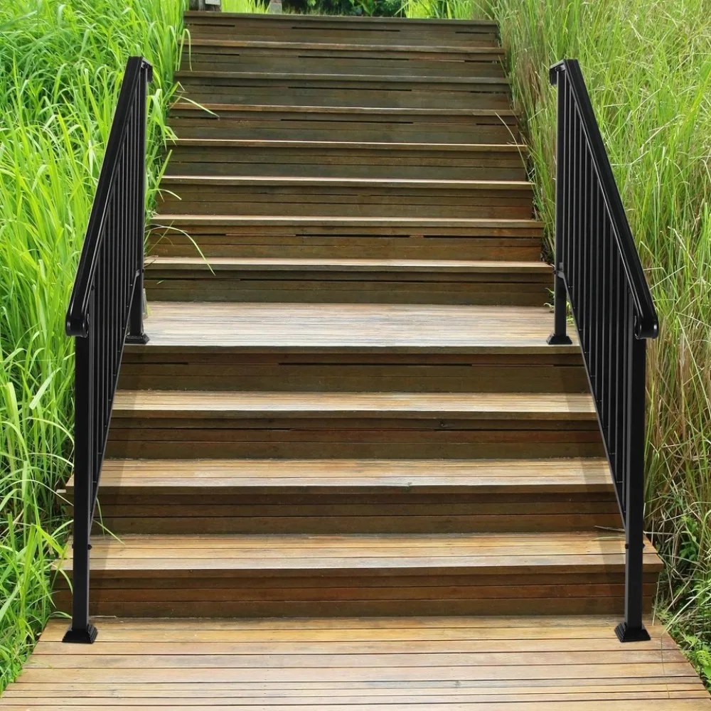 Handrail Iron 4-5 Steps Metal Grab Rail Double Post Stair Iron Railing Hand Rail