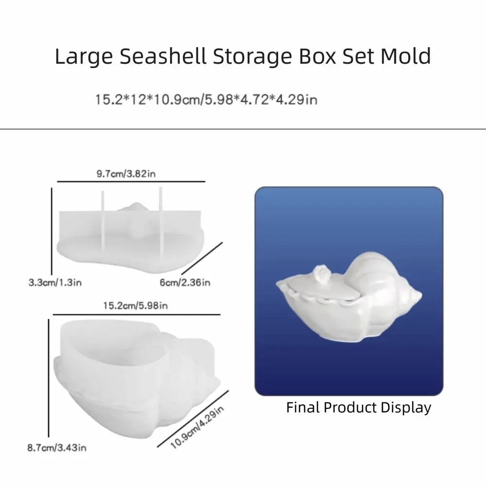 Silicone Mold Seashell Storage Container Mold Non-Stick Heat Resistant Plaster Silicone Mold Reusable Conch Shaped
