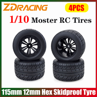 4PCS ZD Racing 115mm 12mm Hex Monster Tires Skidproof Wheel Tyre for 1/10 RC Buggy Car Truck HPI HSP Savage XS TM Flux LRP Parts