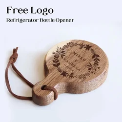 1PCS Free Custom Wooden Bottle Beer Opener Magnetic Manual Wooden Hanging Hole Refrigerat Paste Beer Engraving Logo Wood Opener