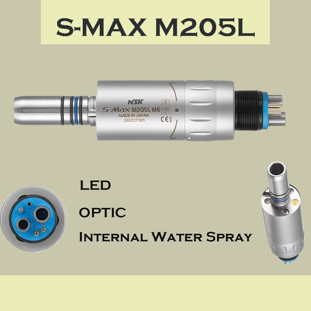 NSK Air Motor S-Max M205L Fiber Dental Low Speed Micro Power Generator E-type LED Illumination M6 Internal Water Spray Dentistry