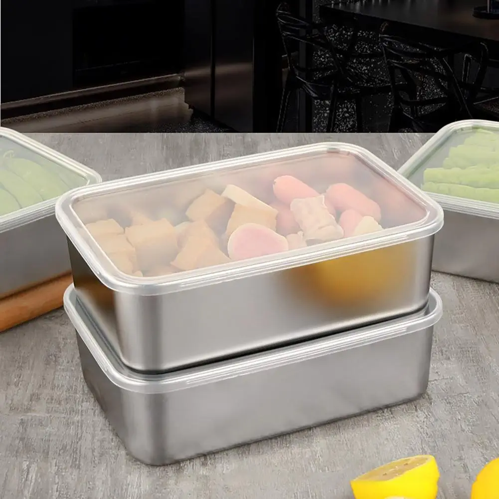 Durable Stainless Steel Platter Dust-proof Stainless Steel Tray Stackable Fridge Storage Container Tray for Meal Prep for Fruits