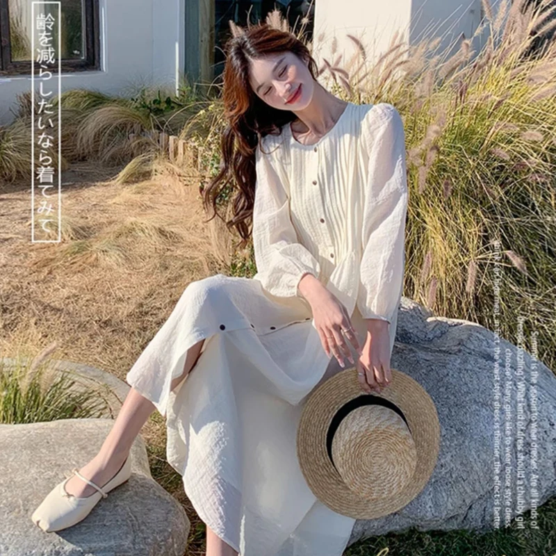 Tea Break French Commuter Casual White Dress Women Summer 2024 New Gentle Wind Literary Retro Super Fairy Absolute Fairy Dresses