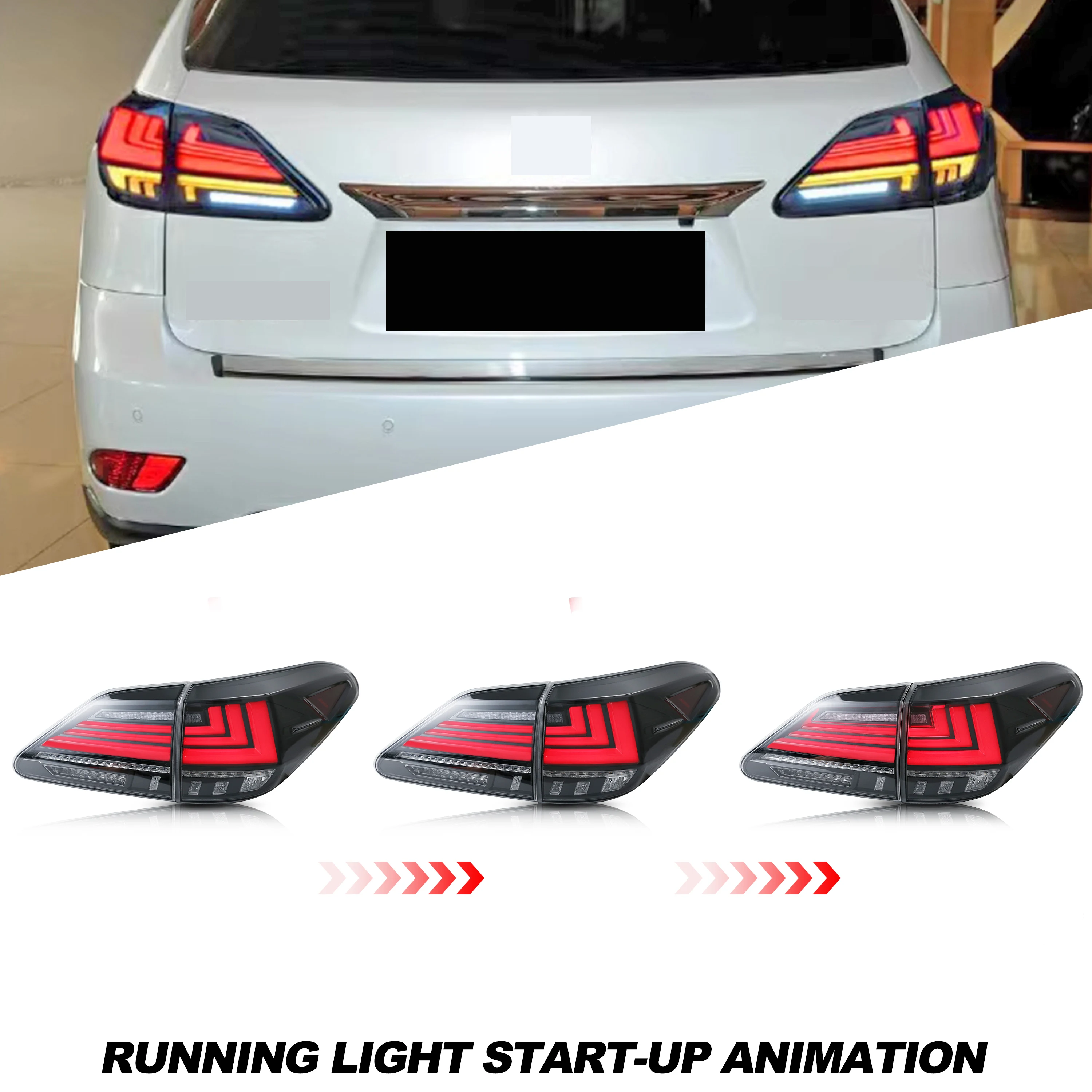 Светодиодные задние фонари для Lexus RX350 RX450h 2010-2015, динамическая анимация, последовательный поворотник, прозрачные задние фонари в сборе