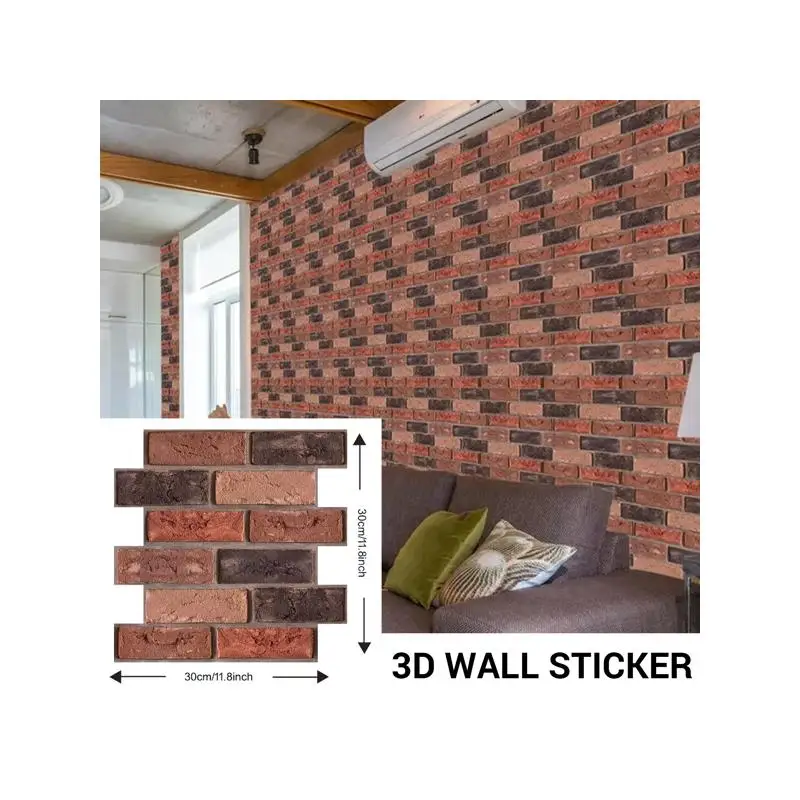 

3D наклейка на панель из пенопласта на кирпичную стену, самоклеящиеся водонепроницаемые обои (10 шт.)