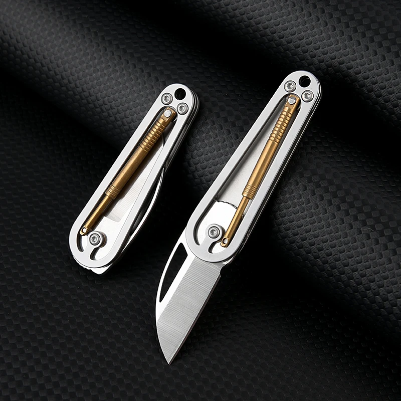 Stainless steel mechanical mini folding knife, portable keychain pendant, easy to disassemble and deliver fruit knife