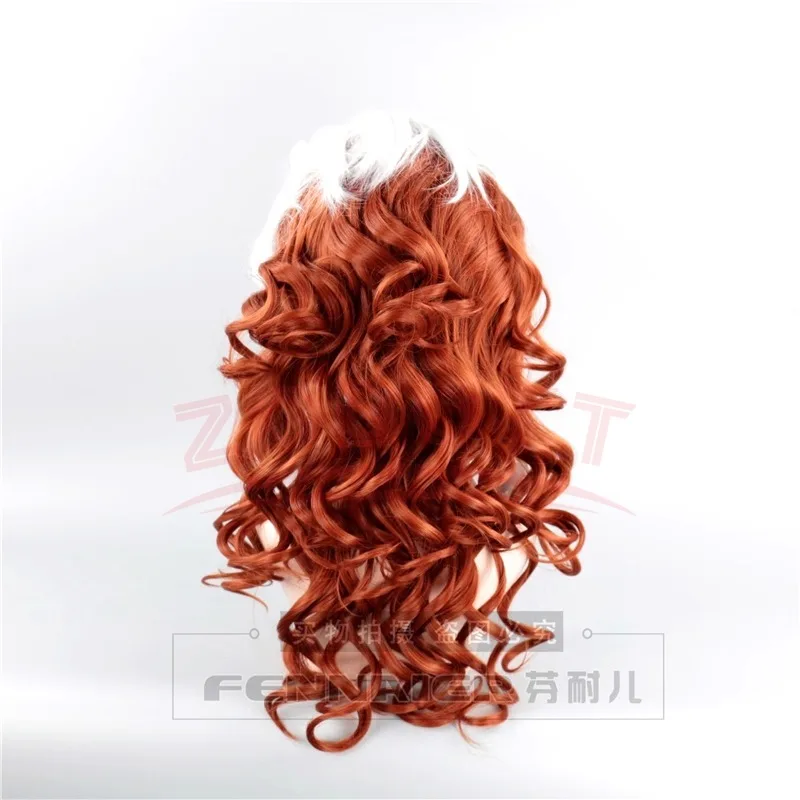 Anime X-Men Anna Marie Rogue Cosplay Wig X Men Rogue Anna Marie 60cm Red Long Curly Wavy Brown Mixed White Wigs