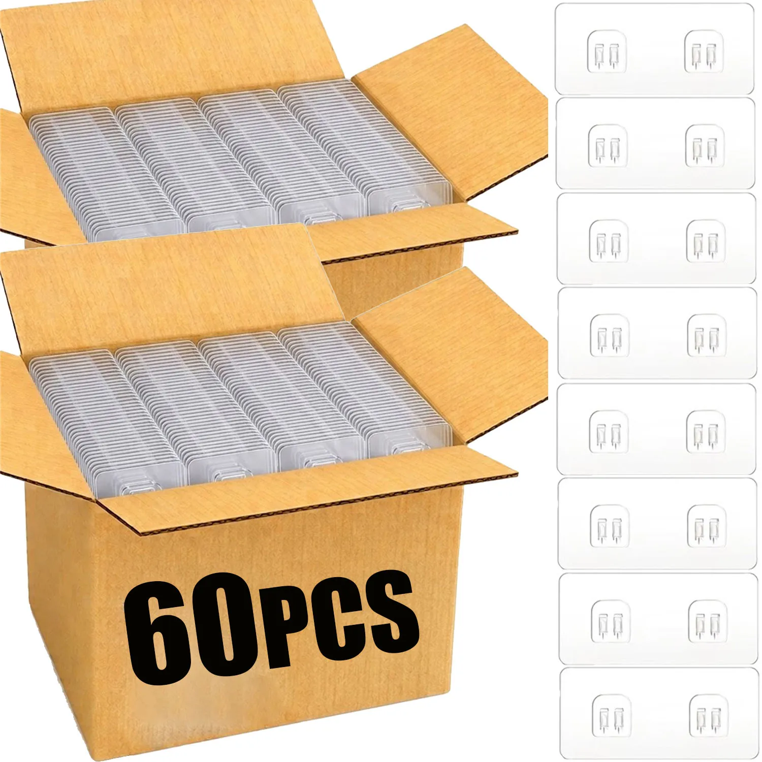 1-60PCS Strong Adhesive Hook Shelf Sticker Waterproof Non Trace Shelf Rack Hook Wall Mount Free Punch Kitchen Bathroom Holder