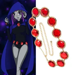 Anime Belt Titans Superhero Raven Cosplay Red Stone Waist Chain Halloween Party Costume Accessories Women Gifts Props