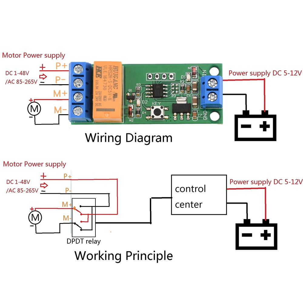 Motor Reverse Polarity Module Time Adjustable Delay Relay 2A Drive Current Signal Generator DC 5V 6V 9V 12V