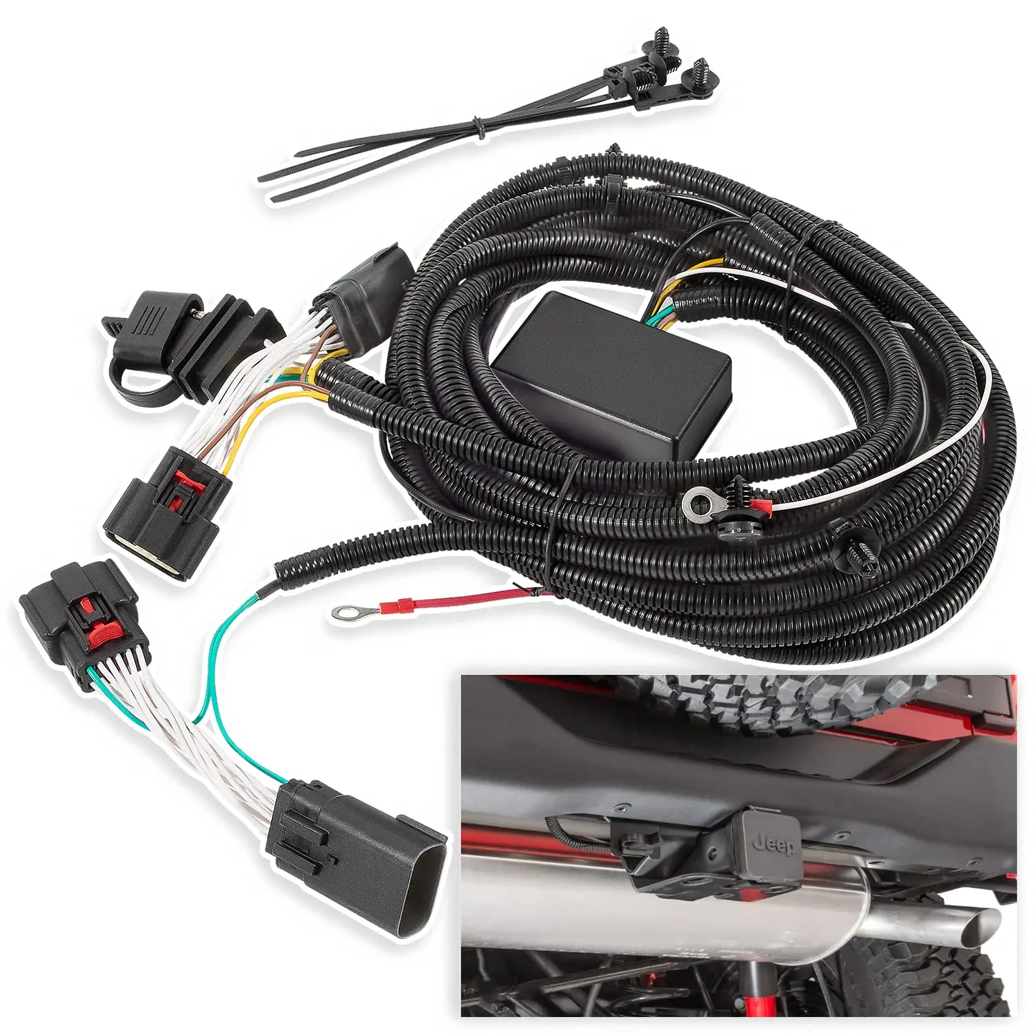 

TML 4-Pin Trailer Wiring Harness for Jeep Wrangler JL JLU 2018-2023, 4 Way Towing Hitch Wiring for JL Trailer Light Connect