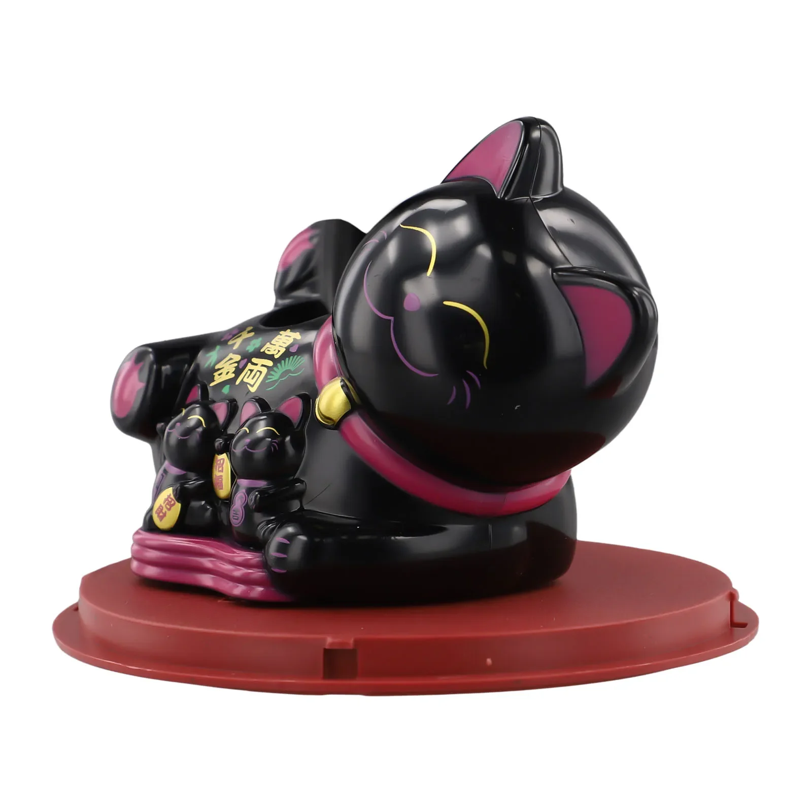 Solar Powered Maneki Neko Lucky Cat Welcoming Chinese Lucky Cat Waving Hand Beckoning Fortune Cat Figurines For Home Decor