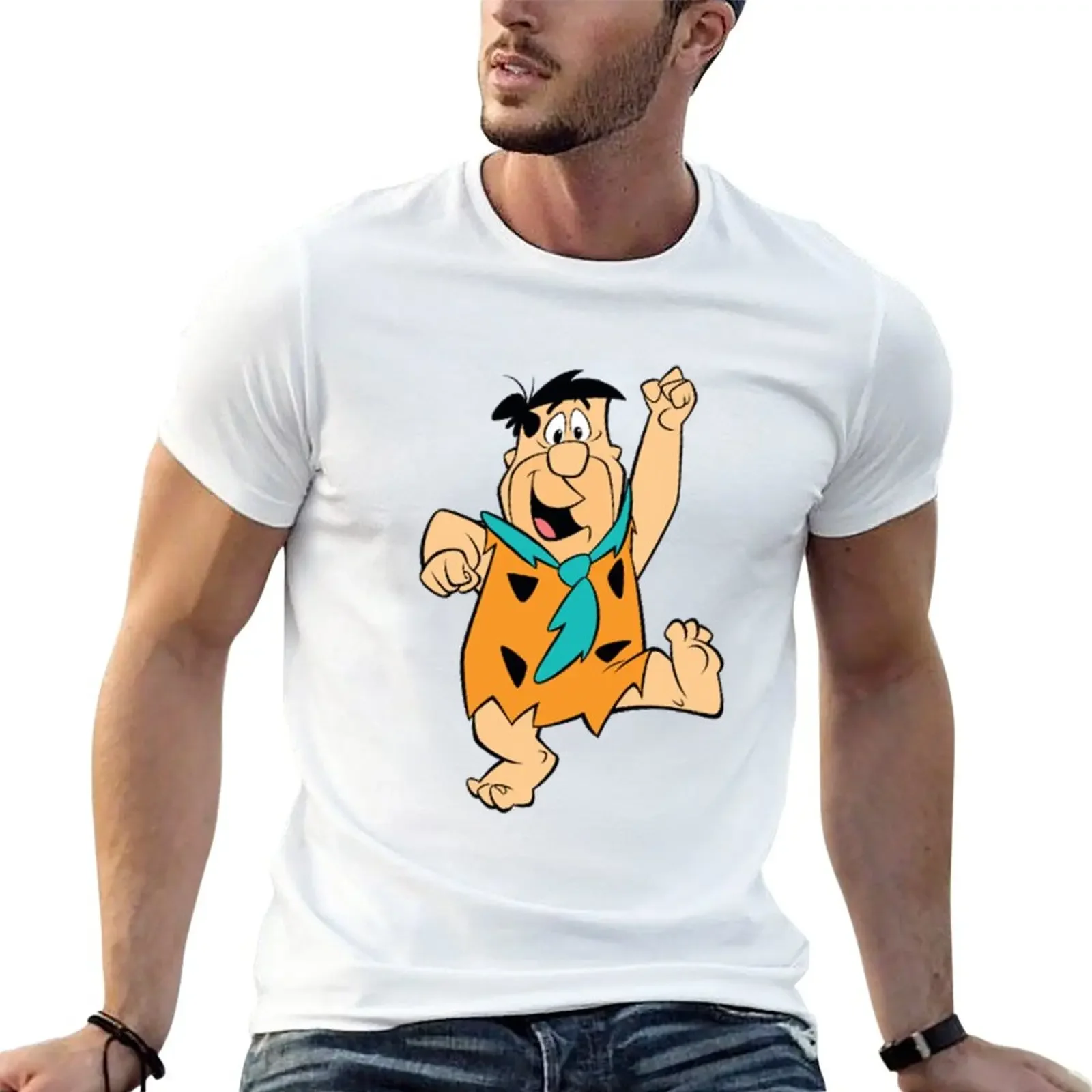 Graphic T Shirt Fruit of The Loom Mens T Shirts Flinstones Sticker Copy Copy T-Shirt  Men Clothing Summer Funny Graphic Clothing