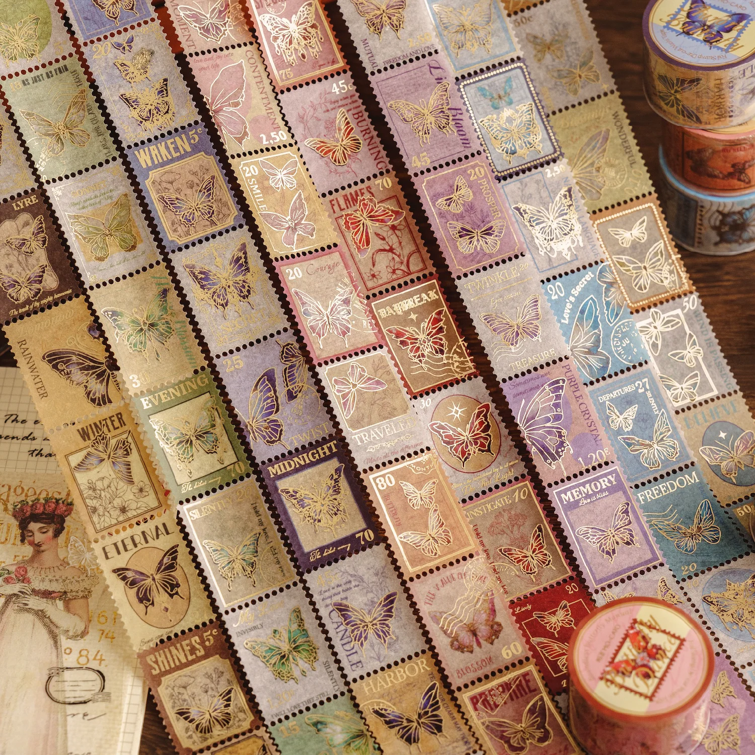 

25mm*3m Vintage Postage stamp Style Washi tape Decorative Diary Album Scrapbooking material hand made junk journal supplies