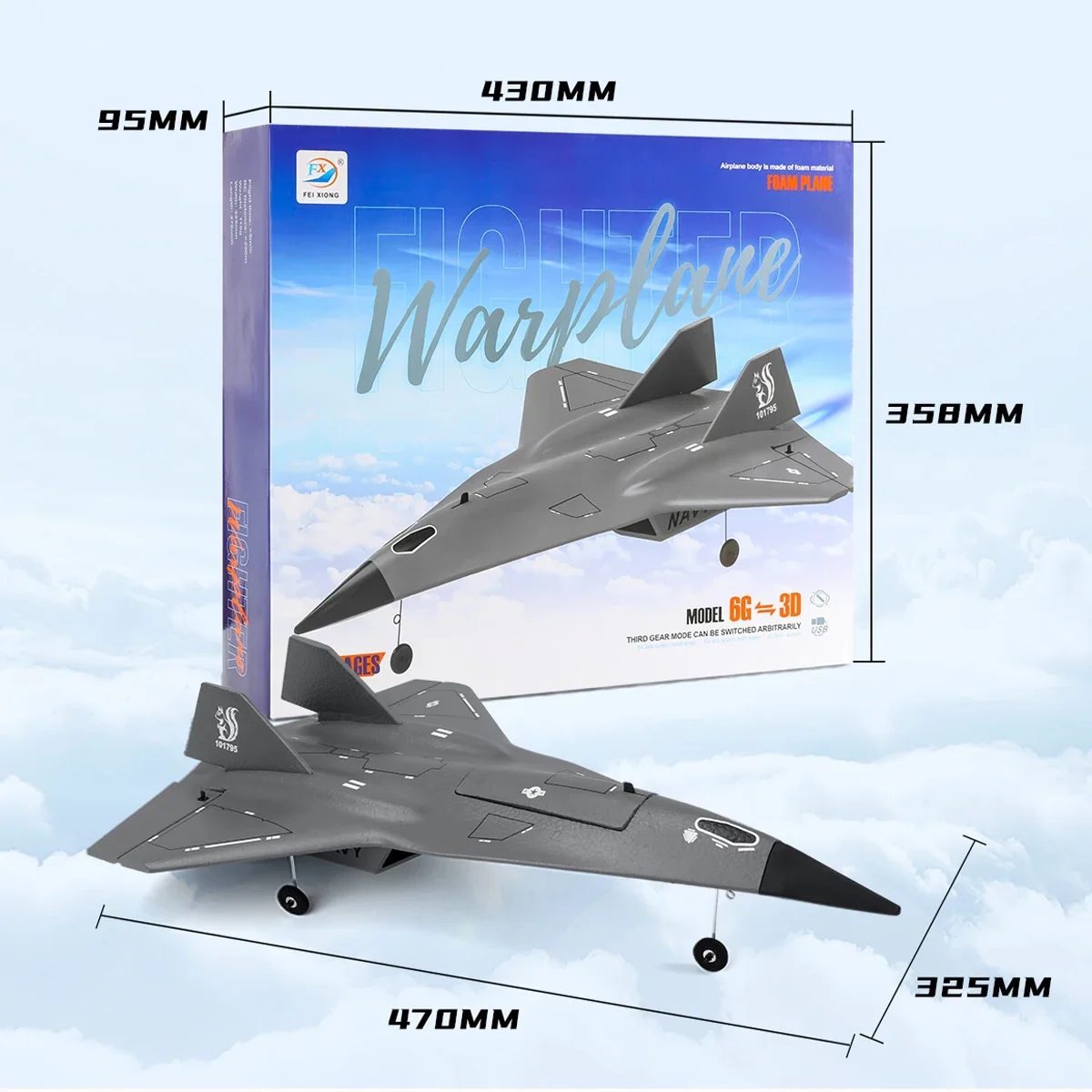 FX9672 RC Plane 4CH 2.4G Wireless Remote Control Airplane Jet Concealed Culvert Design with Powerful Motors Aircraft Toys
