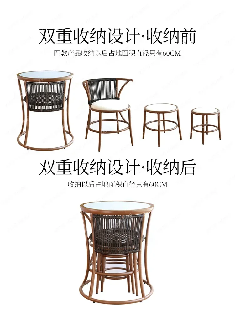 Three-Piece Tea Table and Chair Combination Internet Hot Casual Small Apartment Can Store Outdoor Balcony Table Chairs