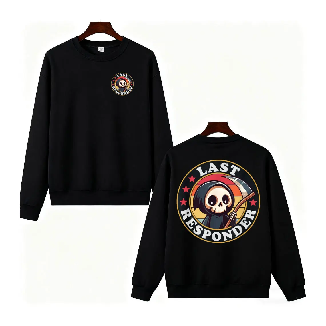 เสื้อฮู้ดดี้ลาย Grim Reaper สไตล์ตลกๆ สำหรับผู้เชี่ยวชาญด้านการศพ ดีไซน์ลำลอง คอกลม แฟชั่นสบายๆ เนื้อผ้านุ่ม ใส่สบาย สไตล์เรโทร แขนยาว