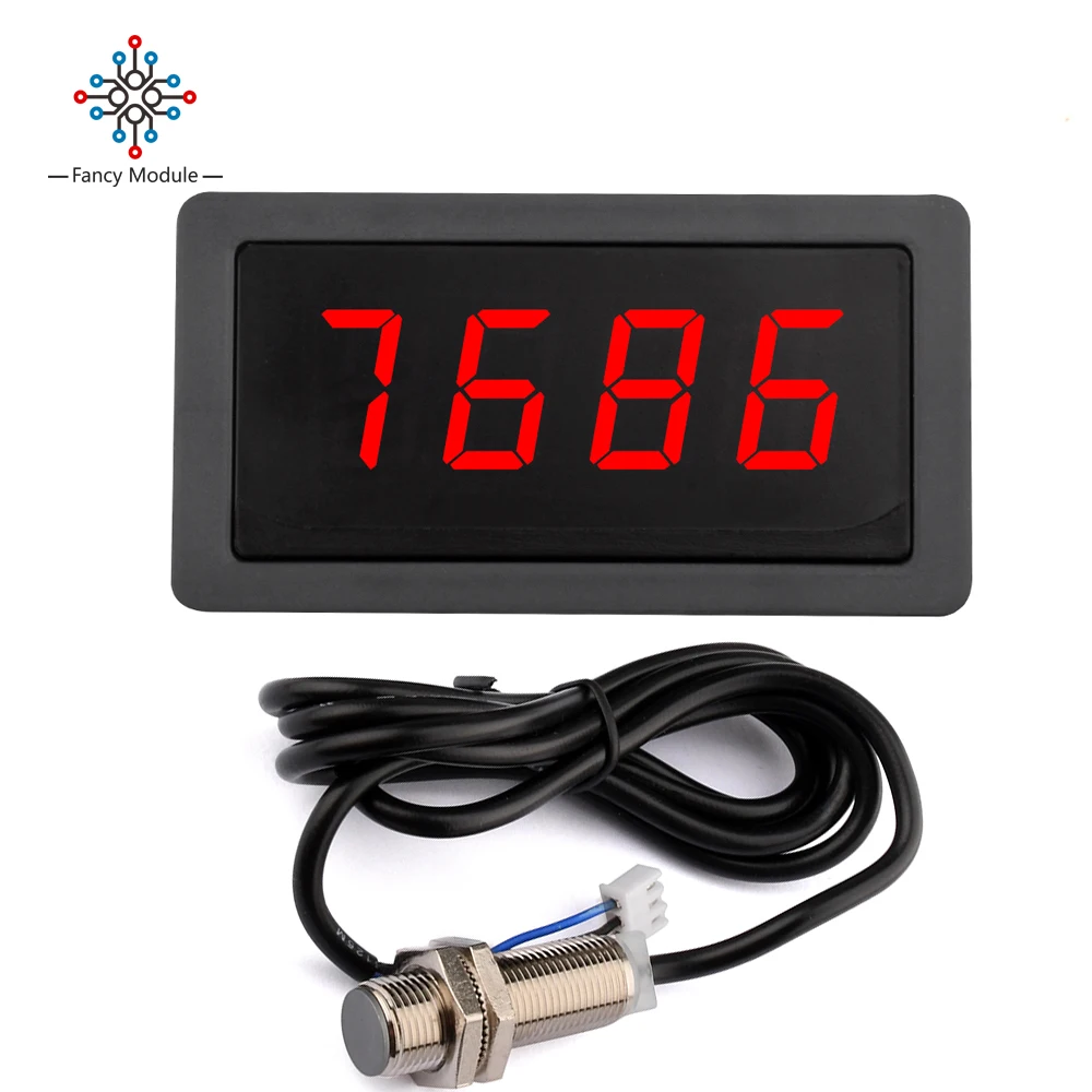 9999RPM Multi-functional Tachometer Digital LED Counting Meter DC 8-24V Gauge Speed Meterwith NPN 5V Hall Magnet Sensor Switch